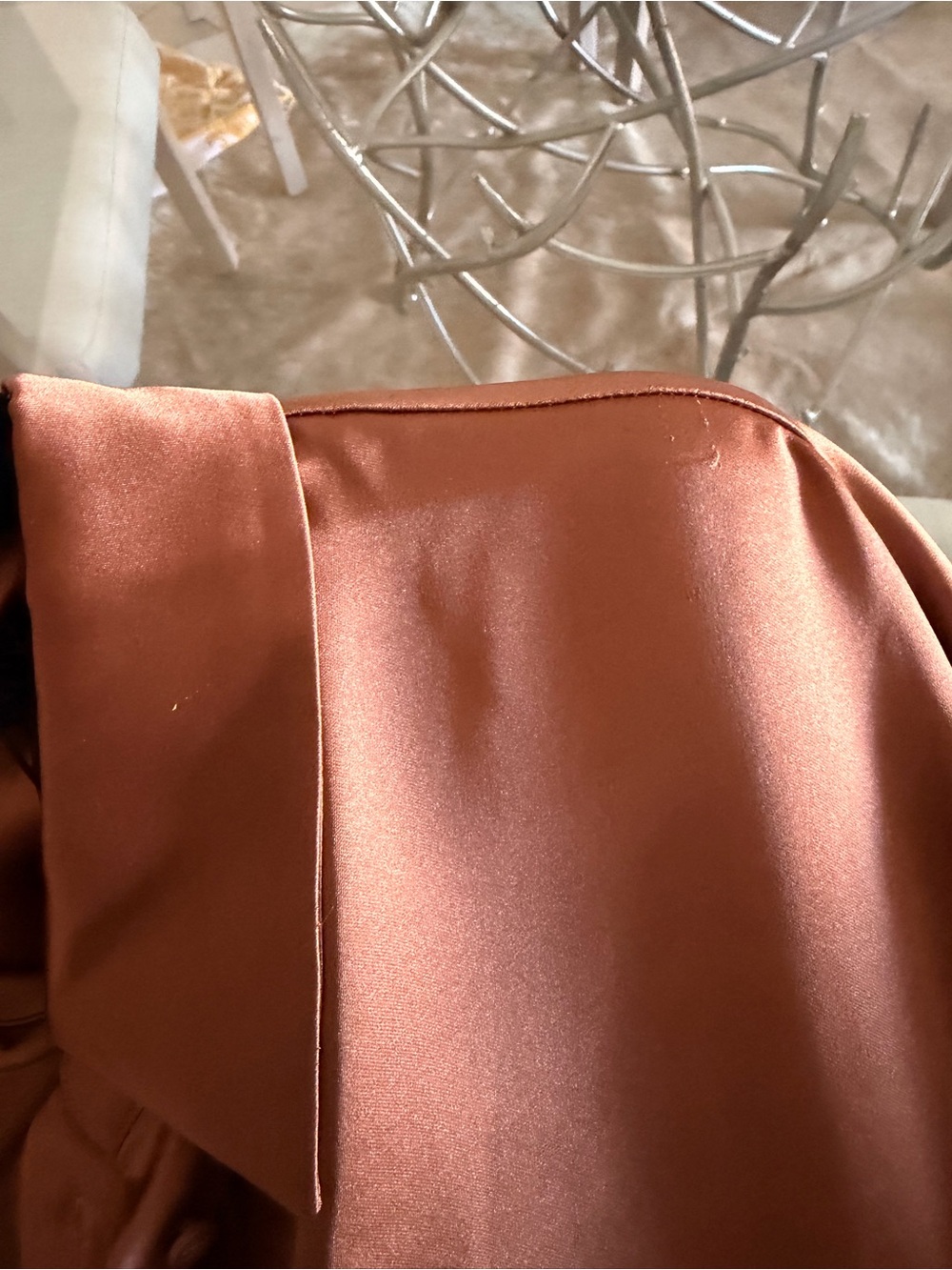alice + olivia Camel Satin Button-Front Top - Picture 4 of 6